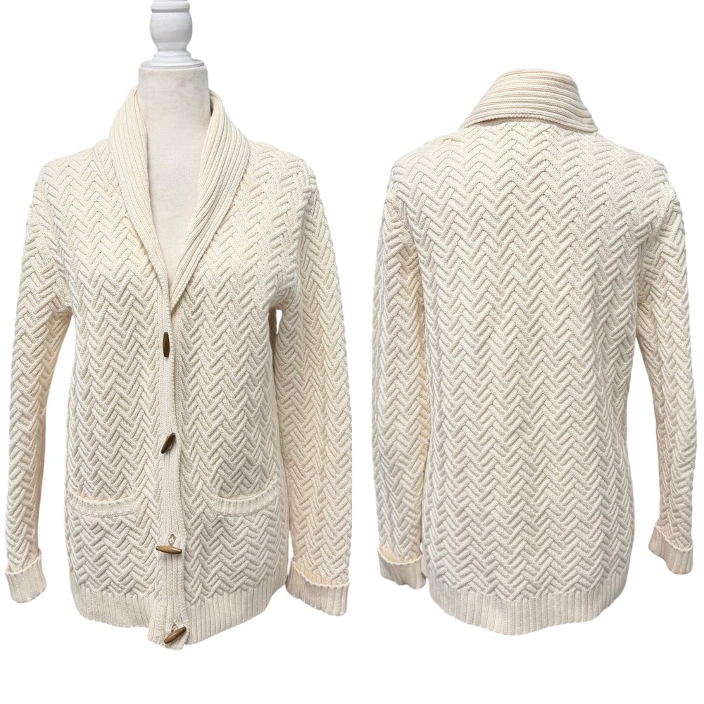 Talbots Cardigan‎ Sweater Womens M Shawl Neck Toggle Knit Fishermans Grandmacore